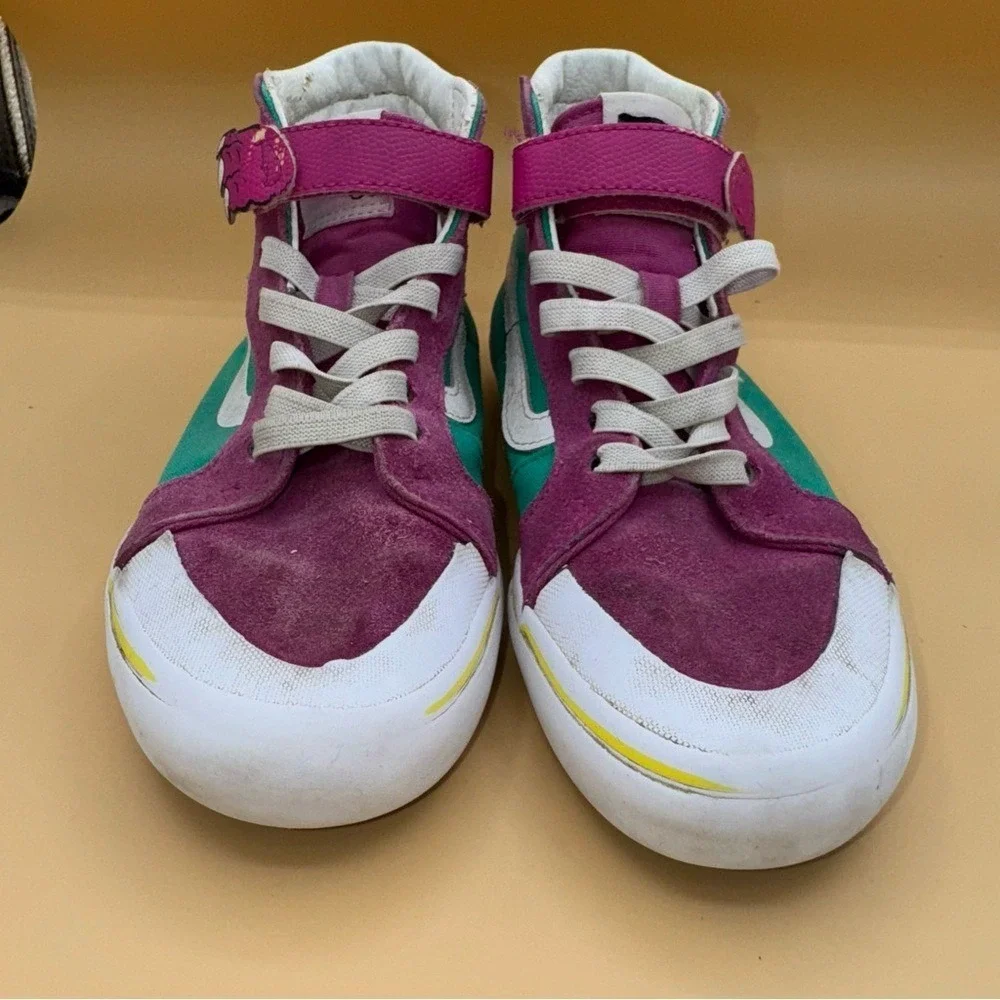 Vans Kids Purple & Green Dino Sk8-Hi Reissue 138 Sneakers, Kids Size 3, Preowned